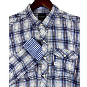 7 Diamonds Mens L Long Sleeve‎ Button Down Plaid Shirt Checkered Casual